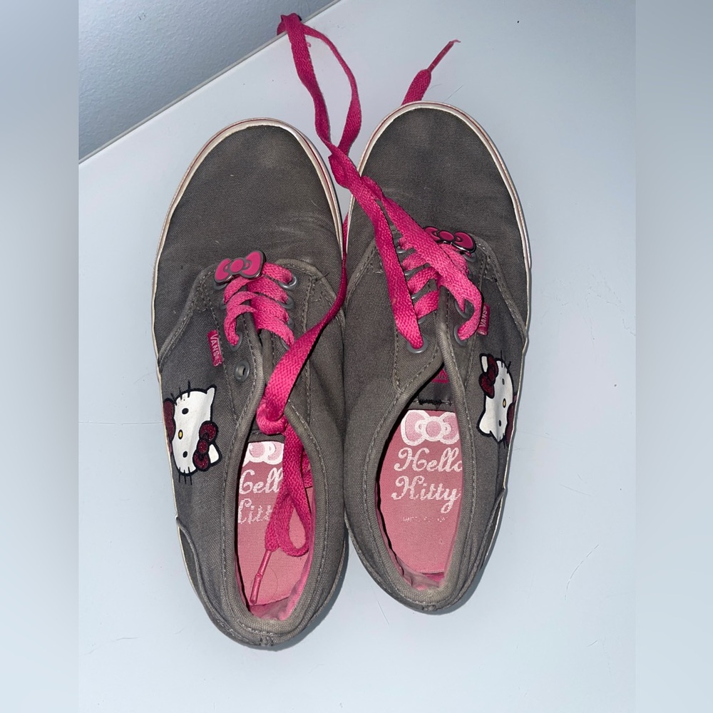 Gray and Pink Hello Kitty X Vans Collab Vans Shoes Size 8 Gently Worn Sanrio